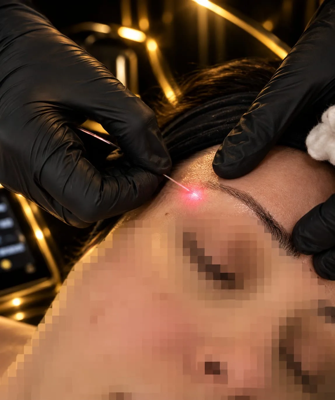 Aplicación de endoláser facial con fibra óptica en la clínica