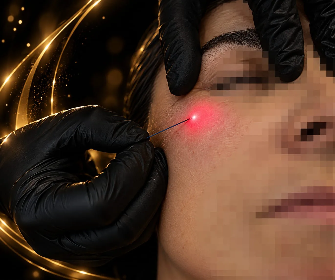 Aplicación de endoláser facial con fibra óptica